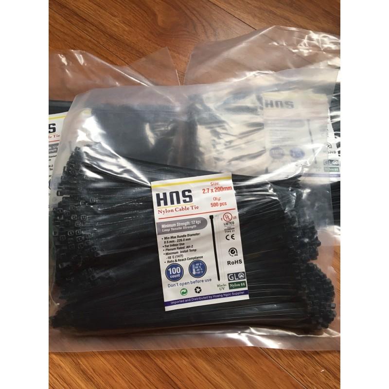 Túi 500 sợi dây rút nhựa, dây thít, lạt nhựa đen 20cm