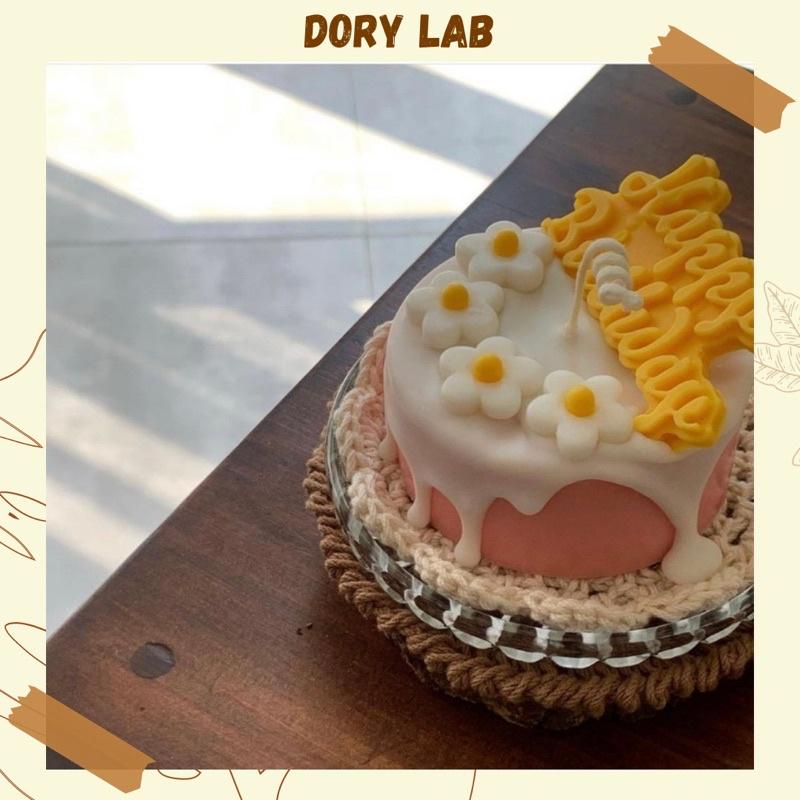 Nến Thơm Handmade Bánh Kem Hoa 5 Cánh Kèm Chữ HBPD - Dory Lab