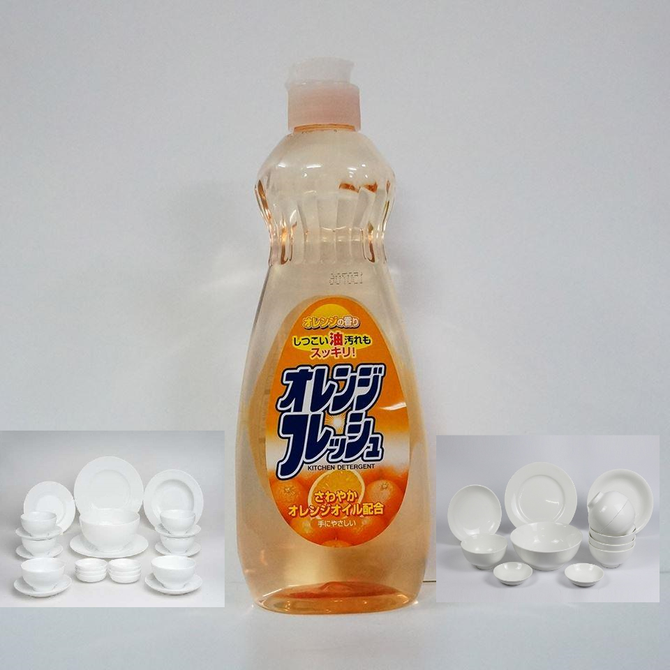 Combo chai nước rửa bát chén hương cam 600ml Rocket nội địa Nhật Bản