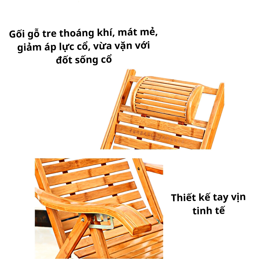 Gd470 Ghế bập bênh bằng tre gấp gọn thư giãn tựa lưng-kèm mát xa chân