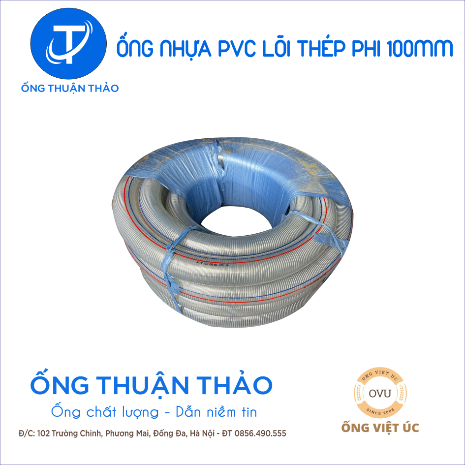 Ống Nhựa PVC Lõi Thép Phi 100mm CUỘN 30 MÉT- Hàng Nhập Khẩu