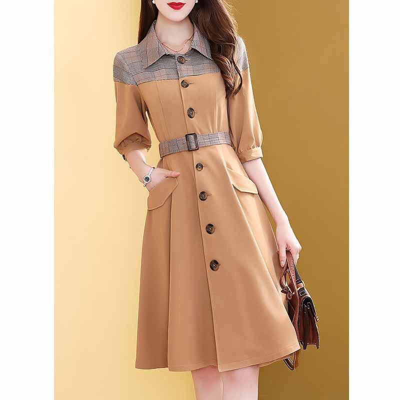 Đầm phong cách vinatge cổ sơ mi đính nút - lịch thiệp - quý phái HOT FASHION SG