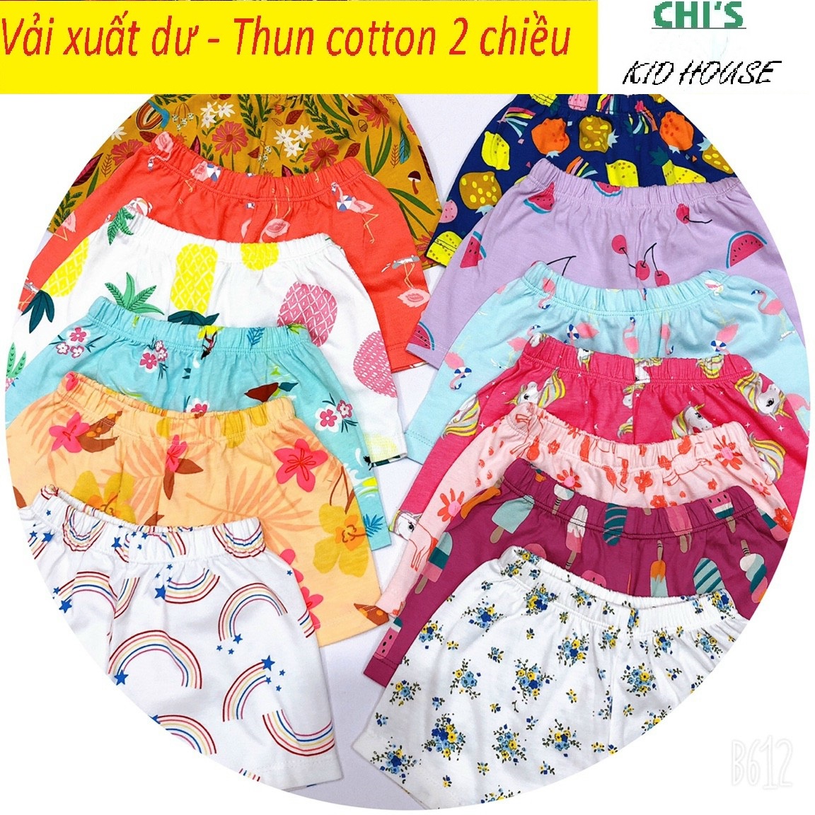 QUẦN ĐÙI COTTON HOẠ TIẾT DỄ THƯƠNG CHO BÉ GÁI 10-48KG