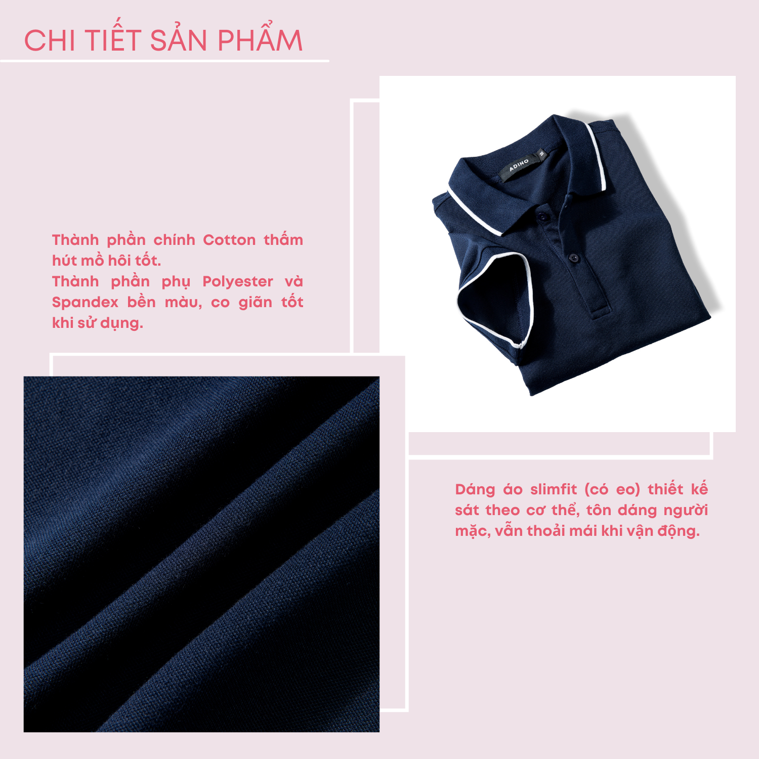 Hình ảnh Áo polo nữ ADINO màu xanh đen phối viền xẻ lai vải cotton co giãn dáng slimfit trẻ trung APN02