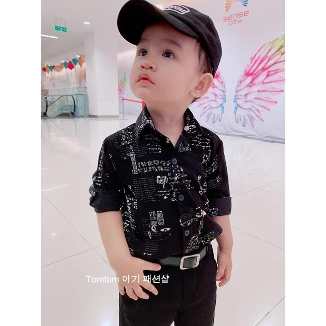 Áo sơ mi dài tay bé trai họa tiết chữ TT04