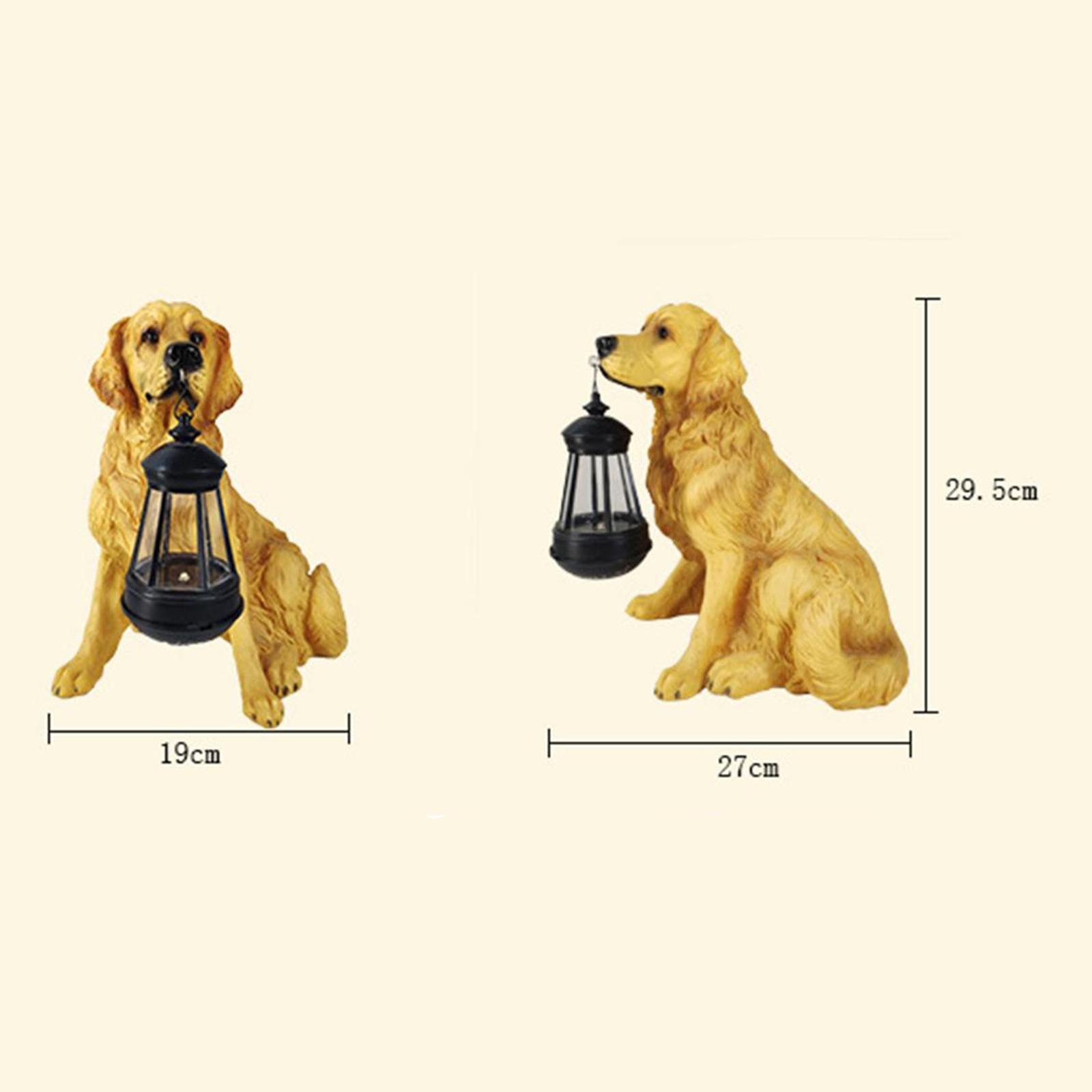 Outdoor Garden Dogs Ornament with Solar Powered Light, Resin Golden Retriever/Labrador/Rottweiler Statue with Detachable LED Solar Lights Lantern