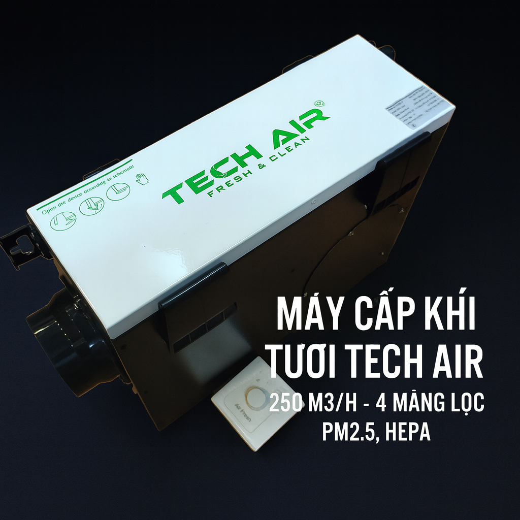 Máy cấp không khí tươi,Comay John 250m3/h 4 màng lọc PM2.5, Hepa Nhật Bản - Hàng chính hãng