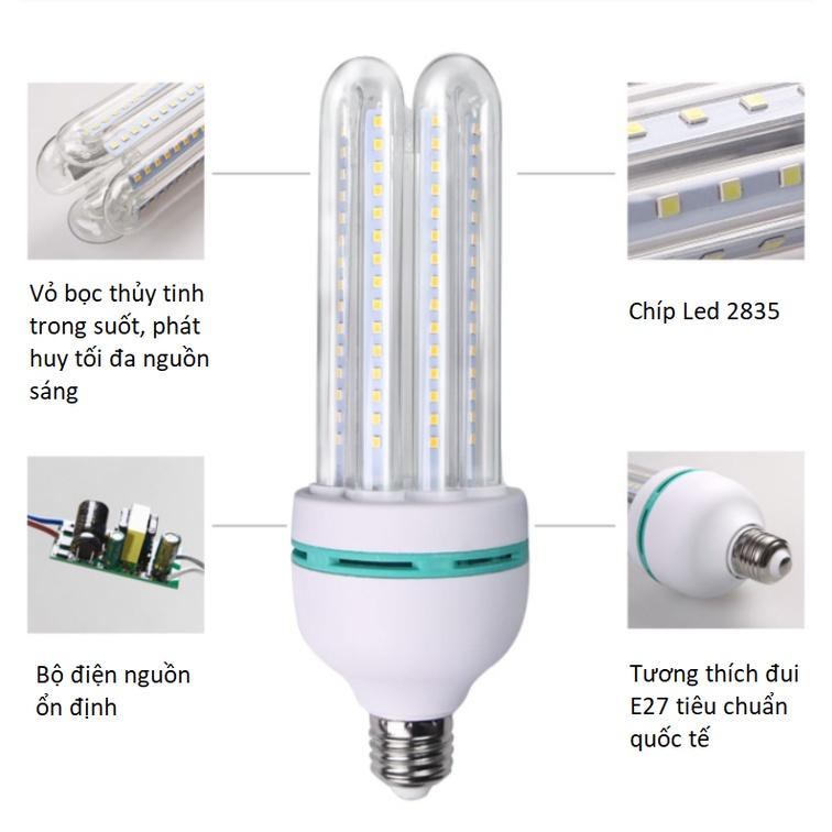 Bóng Đèn Led Chữ U 16w E27 Sử Dụng Trong Nhà Ngoài Trời, Bóng Led Chống Nước Siêu Bền Hàng Chính Hãng