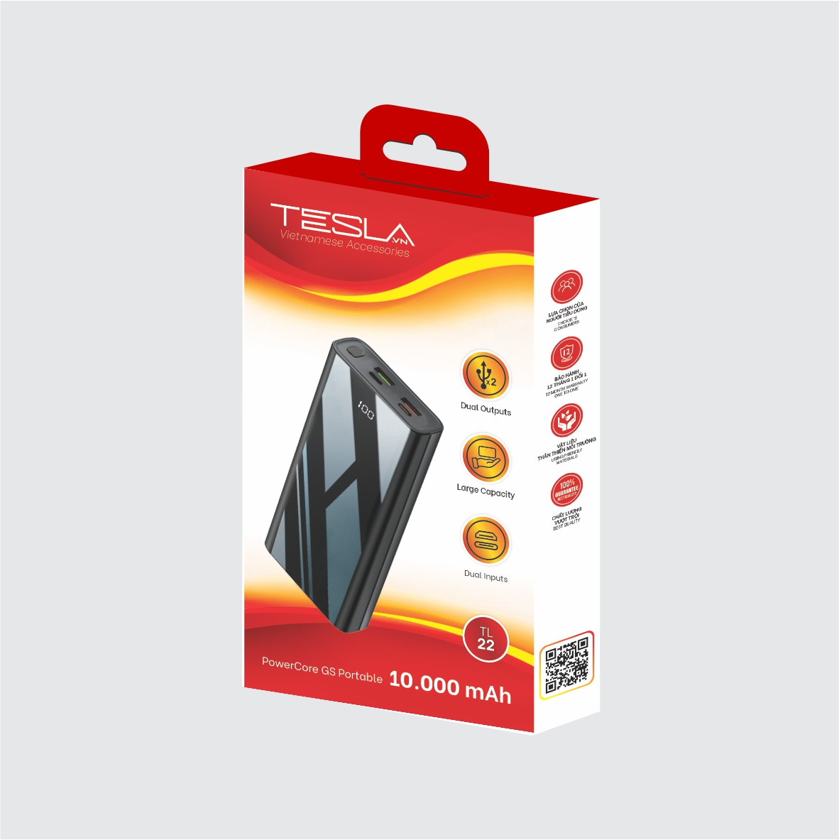 Pin sạc dự phòng hàng chính hãng TESLA TL22  màn hình Led 10.000mAh | Bảo hành 12 tháng 1 đổi 1 | Made in Việt Nam