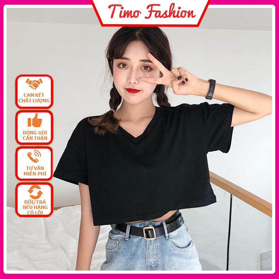 Áo croptop nữ đẹp, áo croptop ngắn tay cổ chữ V, cổ tim, phong cách ulzzang Hàn Quốc, ACN003