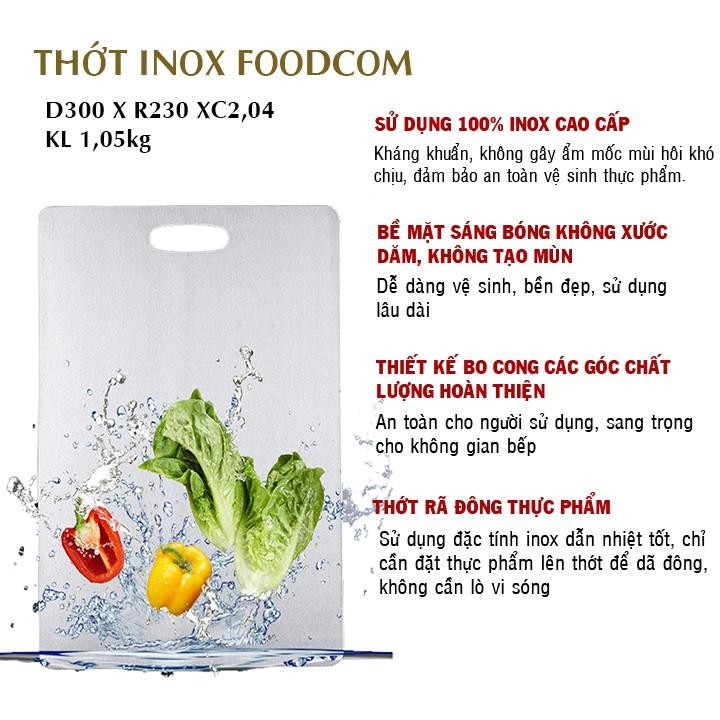 Thớt Inox 304 (Hàng loại 1) Foodcom size trung chống ẩm mốc độc hại, Thớt kháng khuẩn cường lực không xước không ẩm mốc