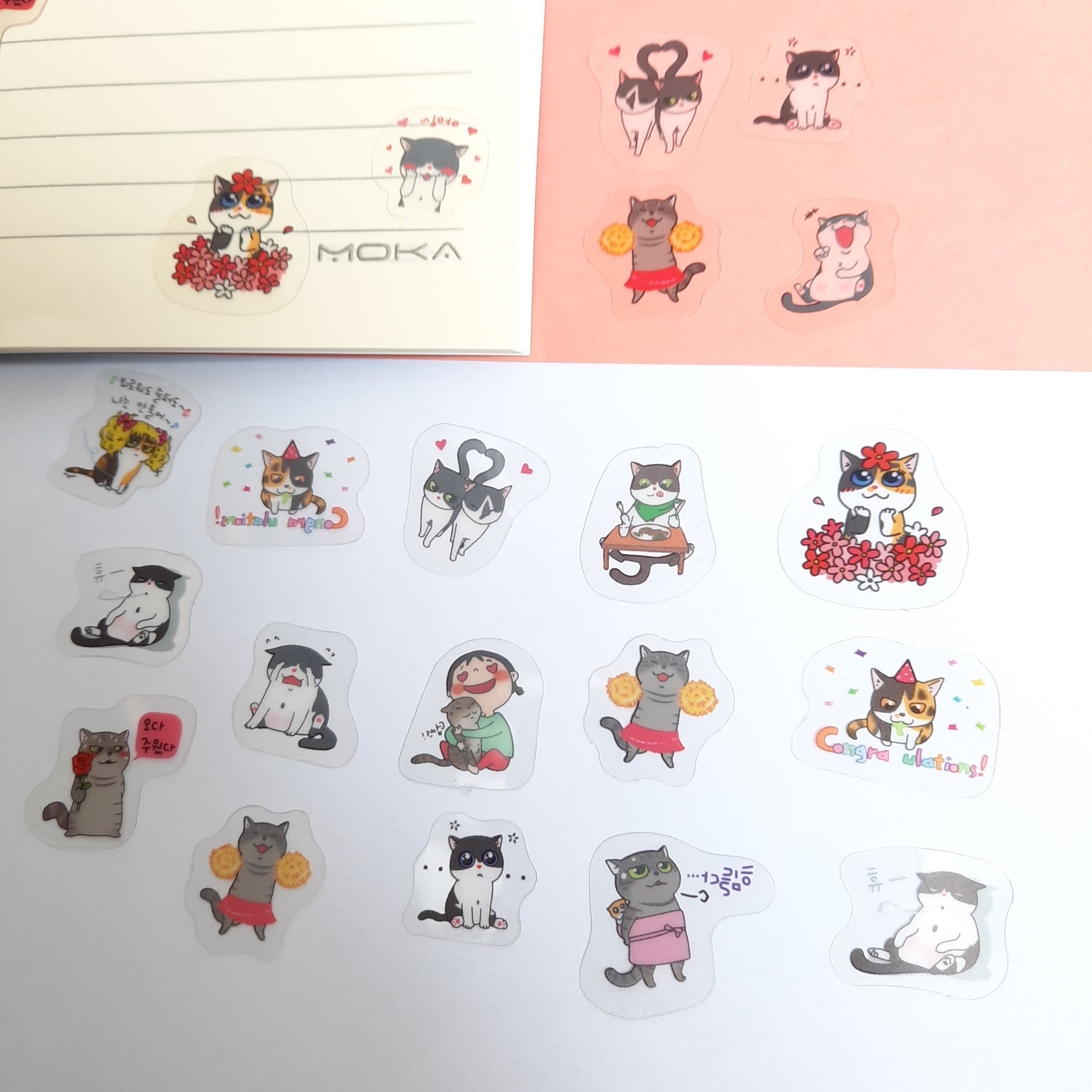 Bộ 60 Sticker Hình Dán Mini Bốn Con Mèo