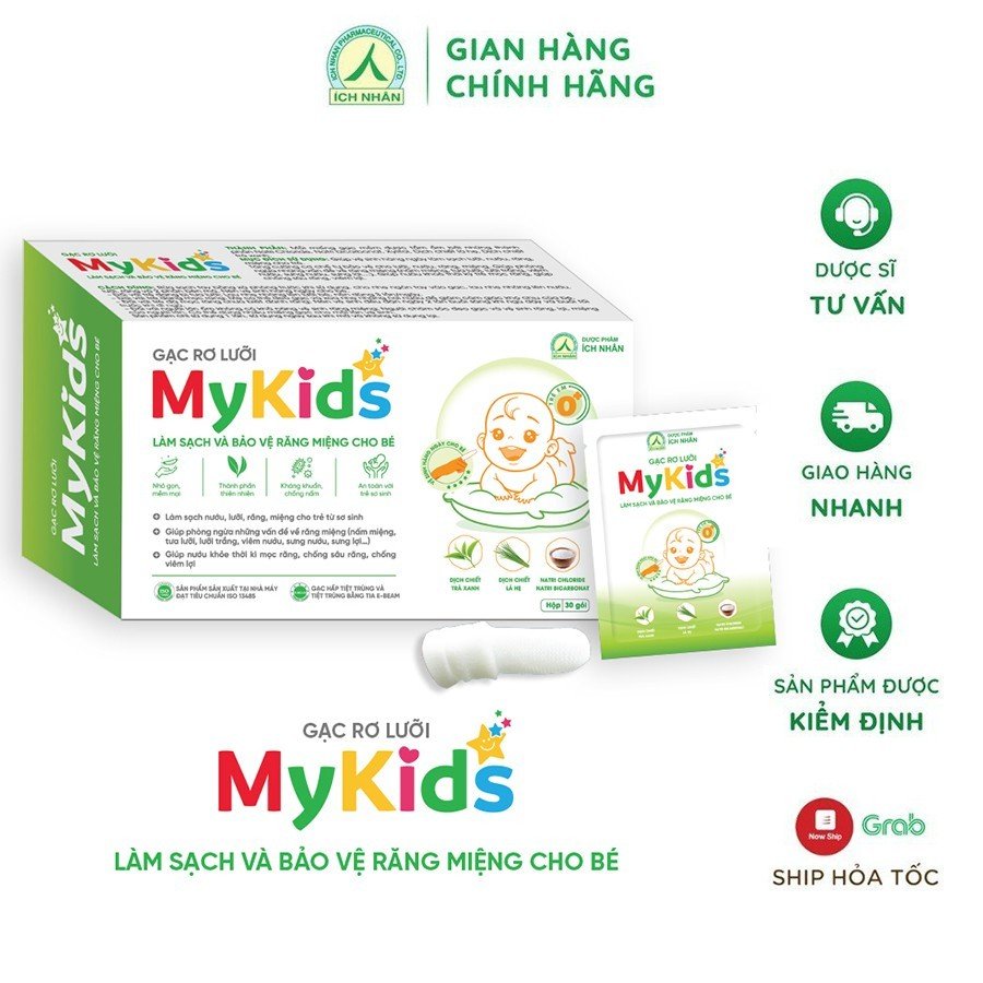 Combo 2 hộp Gạc Rơ Lưỡi MyKids Ích Nhân Làm Sạch Nướu, Lưỡi, Răng, Miệng Cho Bé, Phòng ngừa vấn đề răng miệng cho bé - Hộp 30 gói