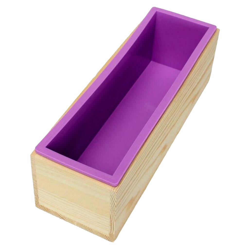 1200g Silicone Soap Loaf Mold Wooden Box DIY Making Tool BPA Free A Pink