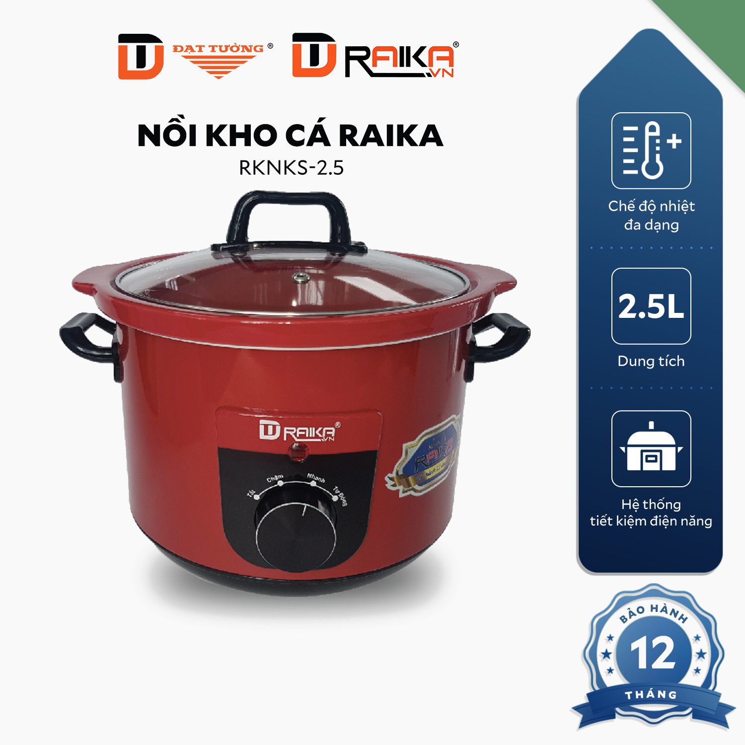 Nồi Kho Sứ RAIKA Đạt Tường - RKNKS25 - Hàng Chính Hãng