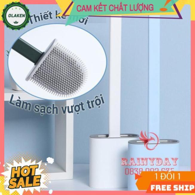 Cây Chổi Cọ Nhà Vệ Sinh ️️ chà rửa vệ sinh bồn cầu toilet brush bằng silicon kèm hộp đựng dán tường