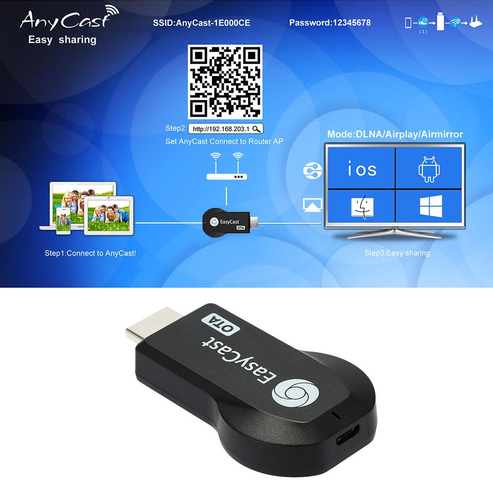 Bộ thu wifi AnyCast EasyCast TV Stick không dây Wi-Fi Full HD 1080P Dongle HD TV Mini PCOTA Miracast DLNA Airplay