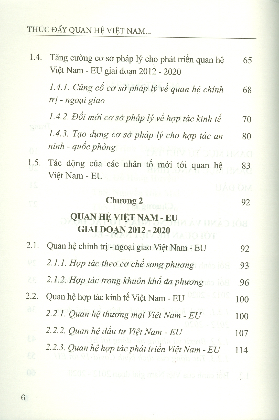 Thúc Đẩy Quan Hệ VIỆT NAM - LIÊN MINH CHÂU ÂU Trong Bối Cảnh Mới