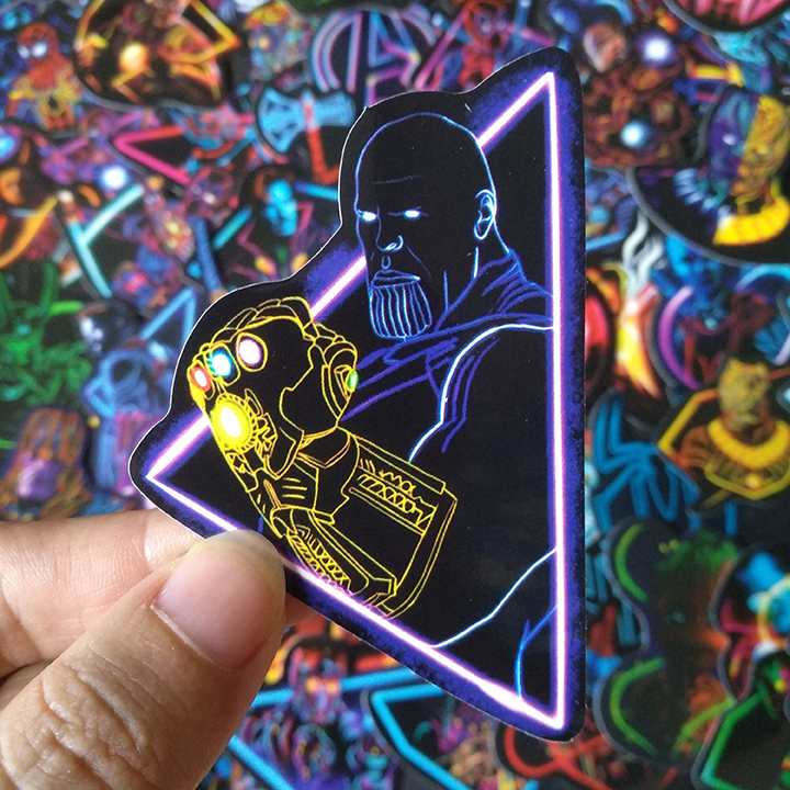 Bộ Sticker dán cao cấp chủ đề AVENGERS PHONG CÁCH ĐÈN NEON - Dùng dán Xe, dán mũ bảo hiểm, dán Laptop