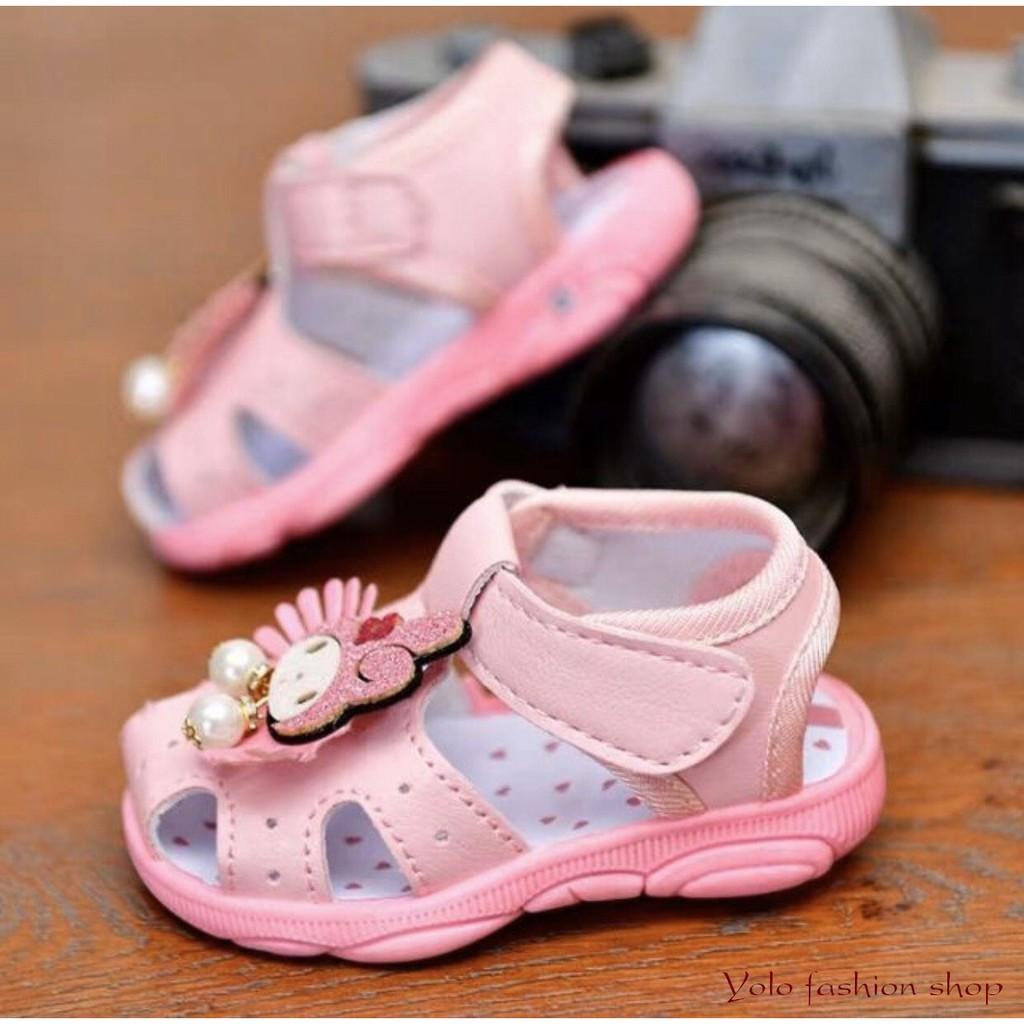 SN4_Giày sandal tập đi cho bé gái đế gấu có kèn hình cô tiên dễ thương - Hàng QC cao cấp