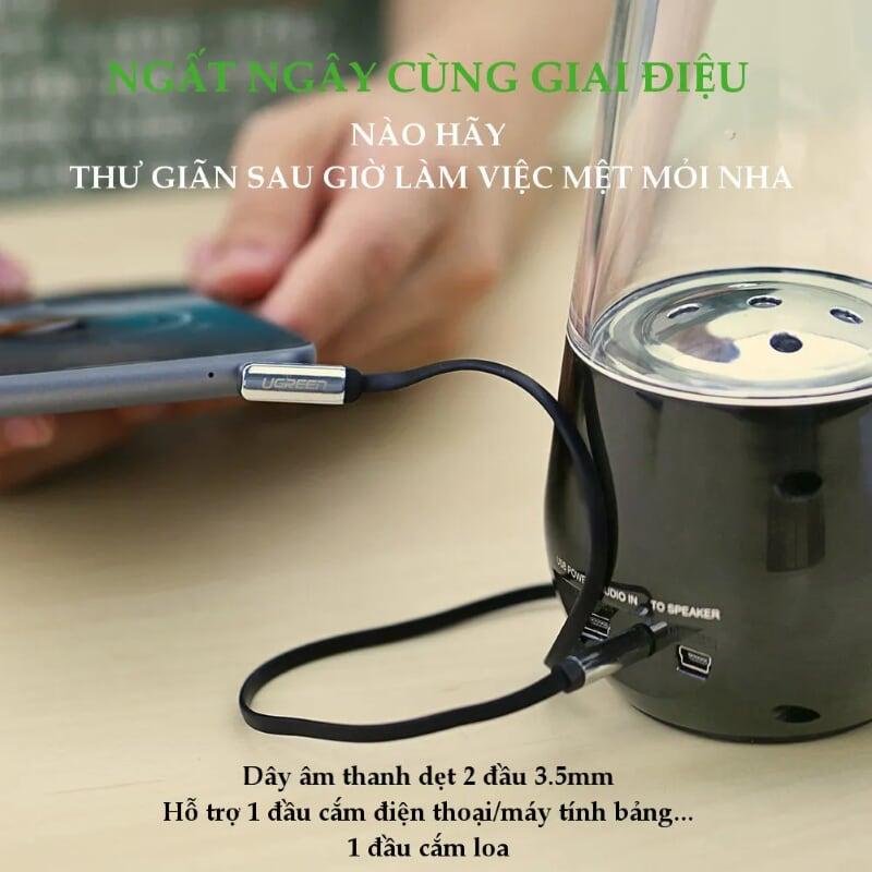 Ugreen UG10757AV119TK 1M màu Trắng Cáp âm thanh 2 đầu 3.5mm dương đầu vuông góc mạ vàng - HÀNG CHÍNH HÃNG