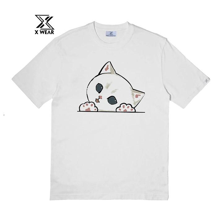 Áo thun Unisex lazy cat cotton 4 màu cơ bản MEO4