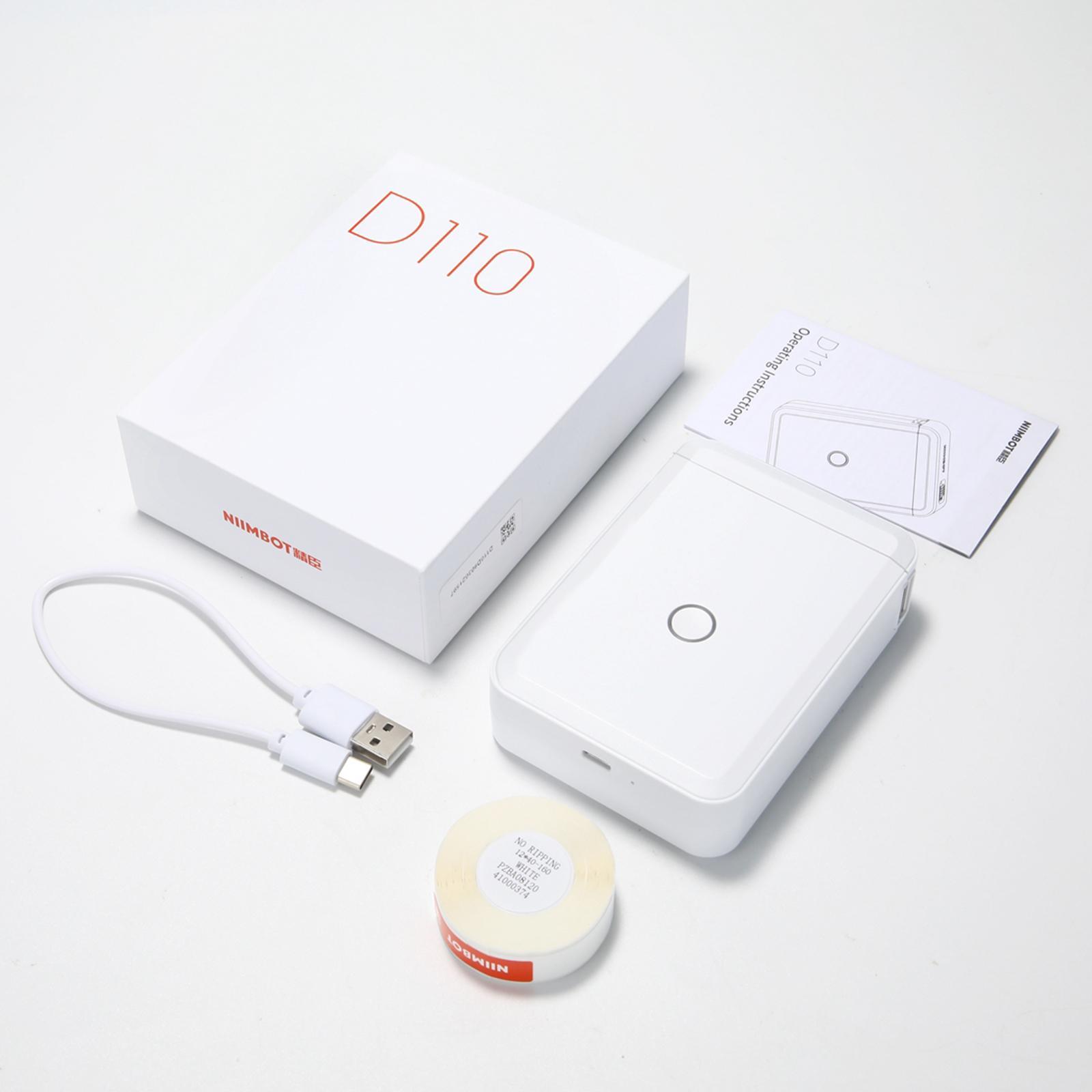 D110 Label Maker Machine with 1 Roll Printer Paper Portable Bluetooth Thermal Printer for Home Office