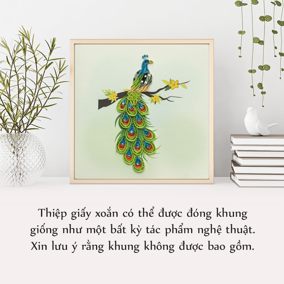 Thiệp Giấy Xoắn Chủ Đề Chim - Chim Công - CNB1501