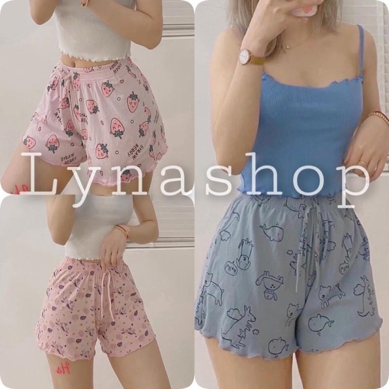 Quần short nữ Quần đùi Nữ Chạy Viền Quần Đùi Ngủ Nữ Họa Tiết Cutequần đùi dáng bánh bèo, đồ ngủ mặc lên thoải mái,xinh