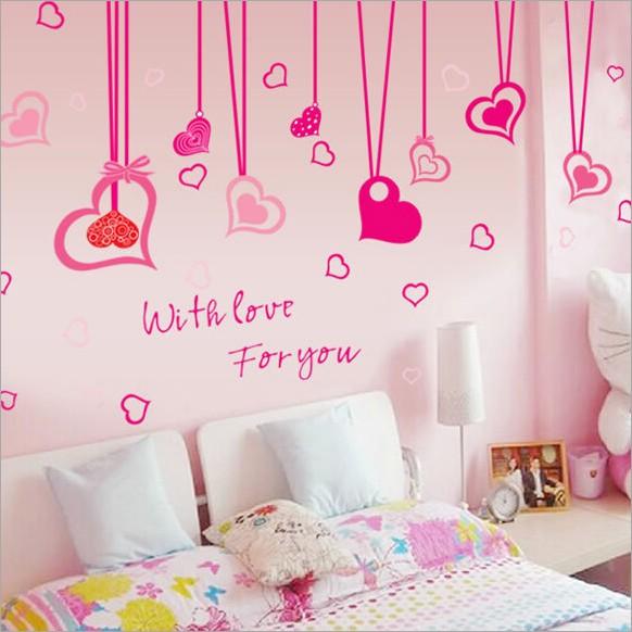 Decal trái tim dây hồng