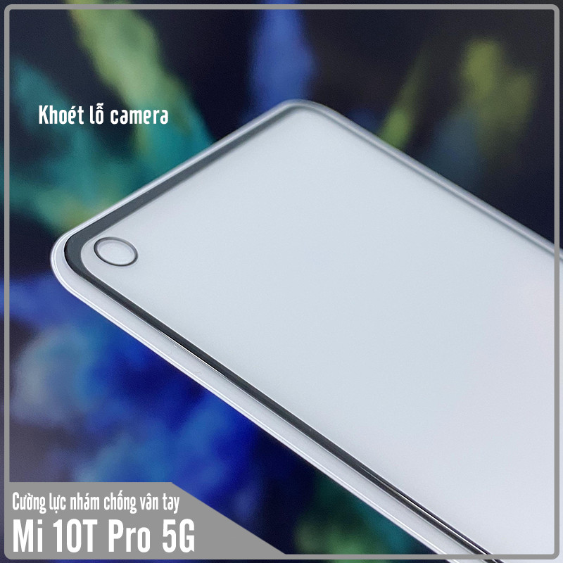 Kính cường lực nhám hạn chế vân tay cho Xiaomi Mi 10T Pro có viền đen