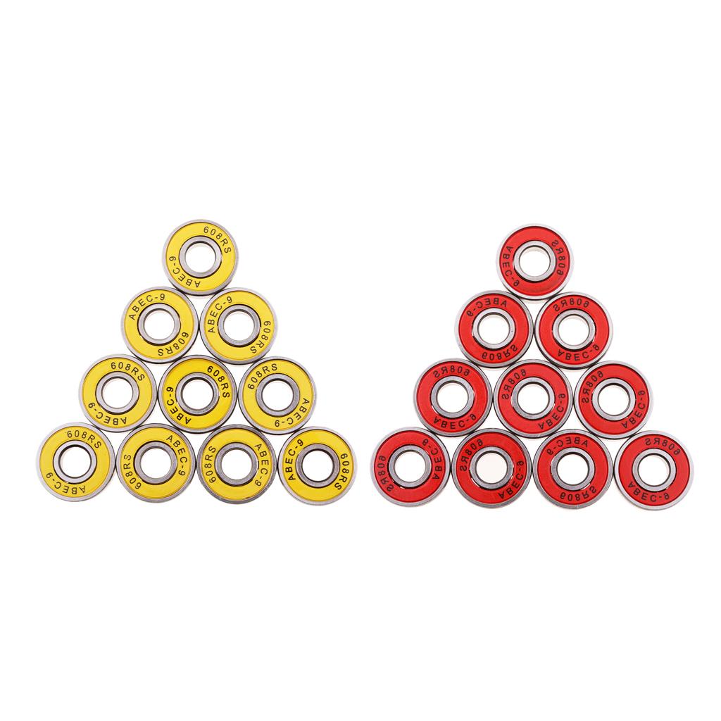 20 Chiếc ABEC-9 608RS Lăn Bánh Vòng Bi Cói Vòng Bi Vàng + Đỏ