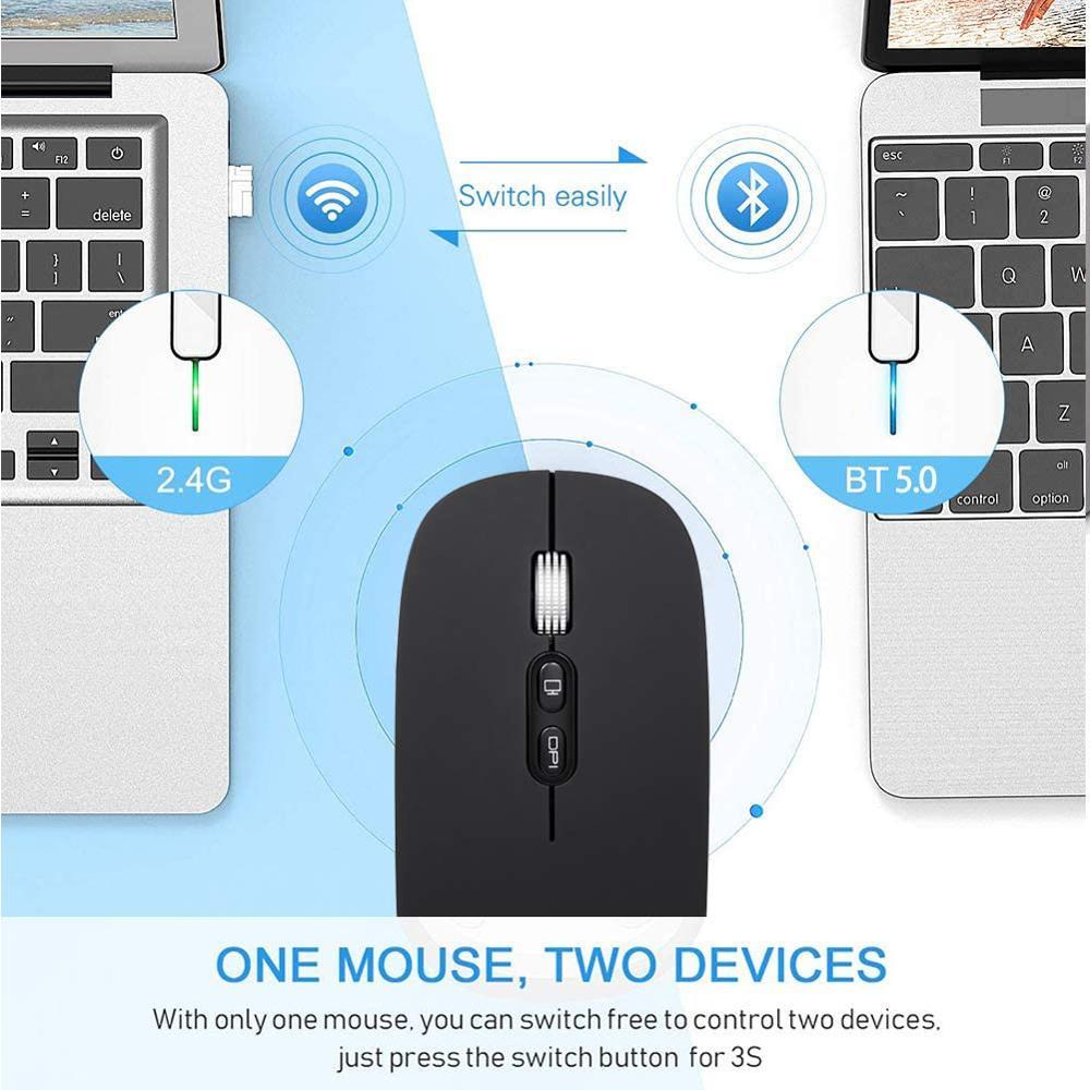 Chuột Bluetooth Không Dây Mỏng Chế Độ Kép sạc Không Dây Chuột 3 DPI Có Thể Điều Chỉnh Dành Cho Laptop Mac
