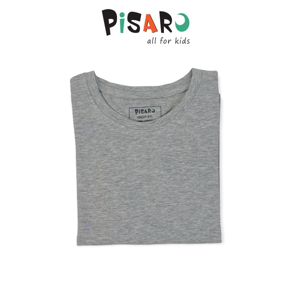 Áo phông dài tay cotton Pisaro cho bé trai, bé gái trơn 5 màu basic