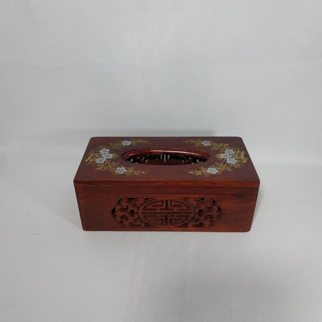 HỘP ĐỰNG GIẤY CHỮ NHẬT KHẢM BI HOA VĂN SIÊU ĐẸP GỖ HƯƠNG
