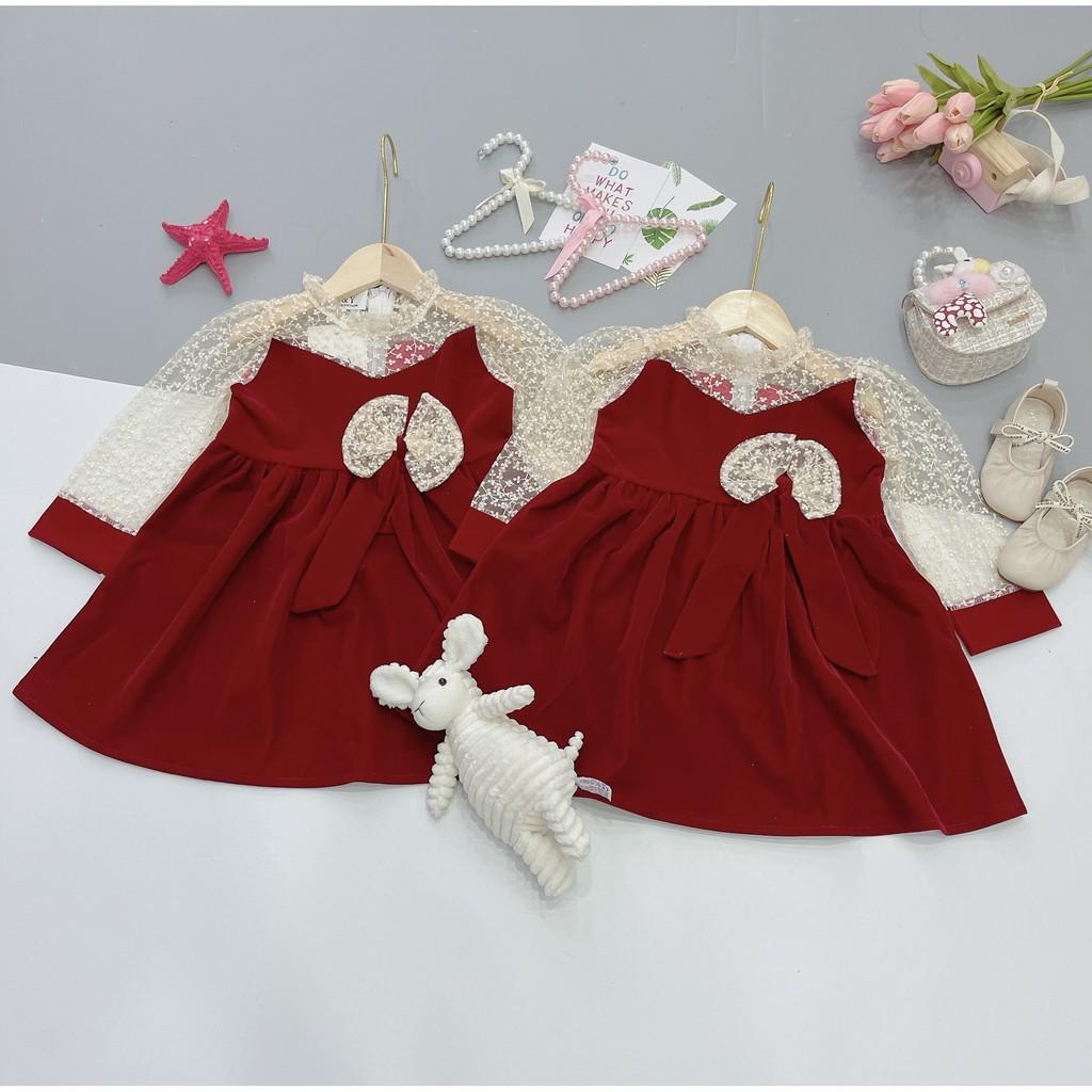 Váy Nhung Đỏ Phối Ren