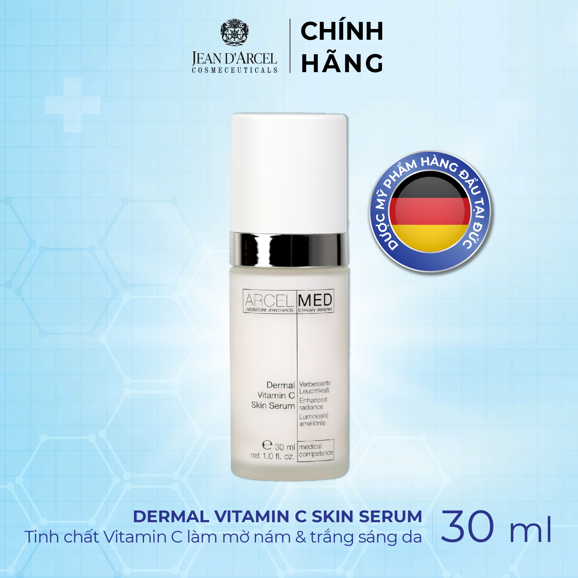 J150 Tinh chất vitamin C làm mờ nám và trắng sáng da Arcelmed Dermal Vitamin C Skin Serum 30ml - Jean d'Arcel