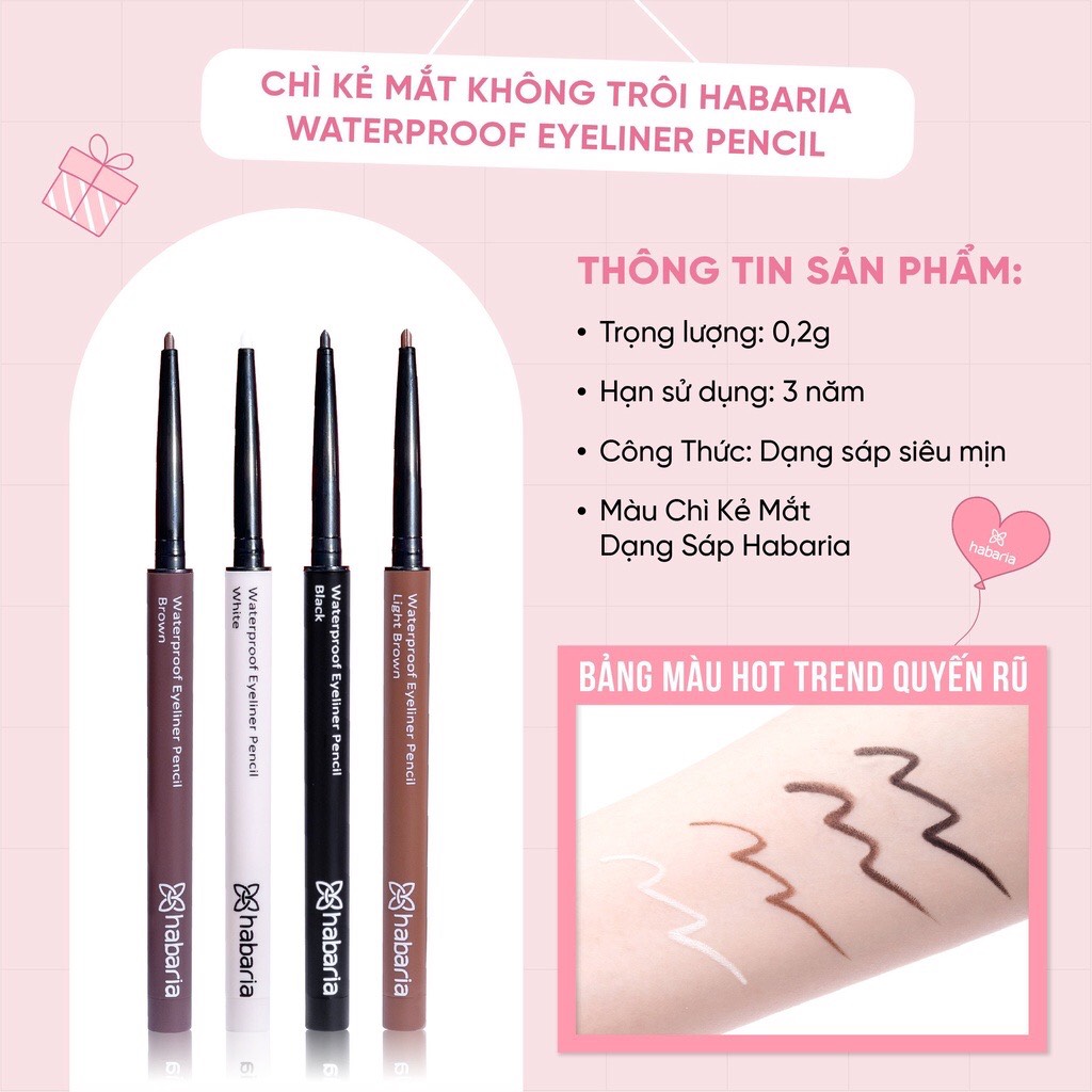 Chì kẻ mắt không trôi Habaria Waterproof Eyeliner Pencil