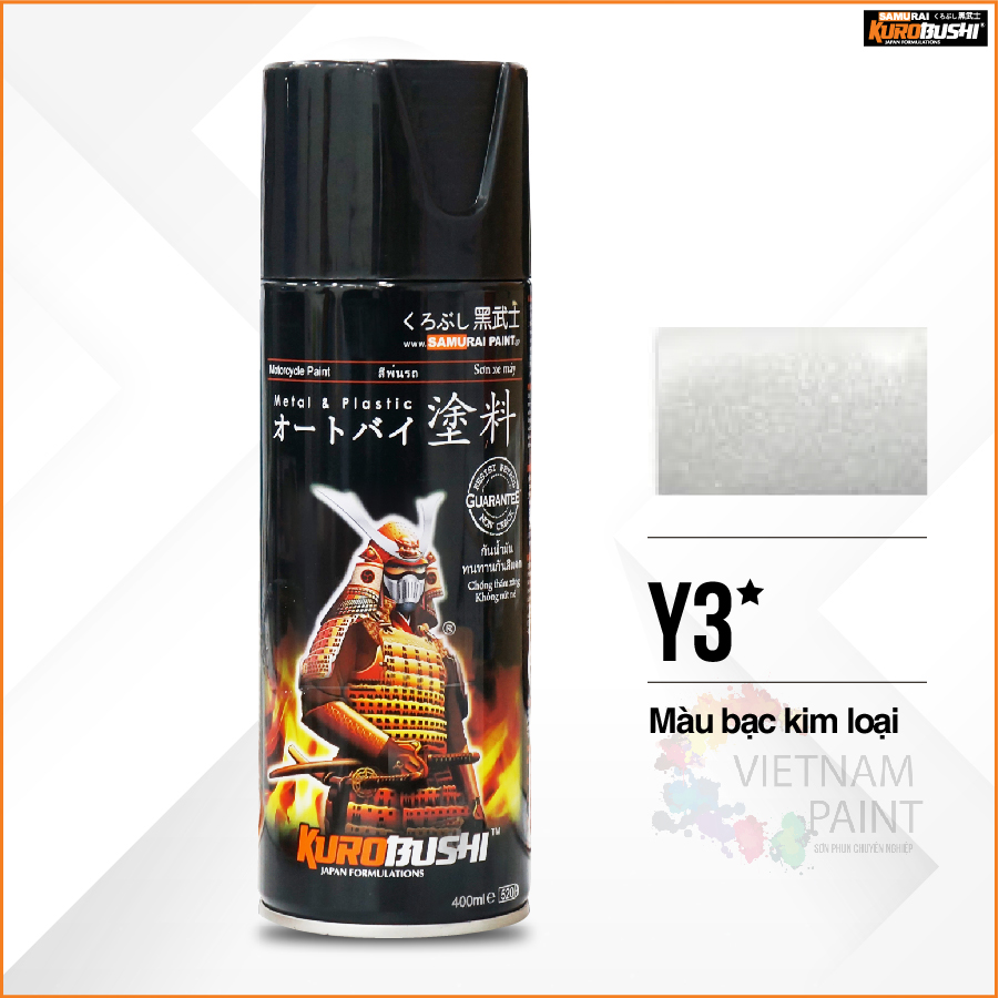 Sơn xịt Samurai Kurobushi - MÀU BẠC KIM LOẠI Y3 (400ml)