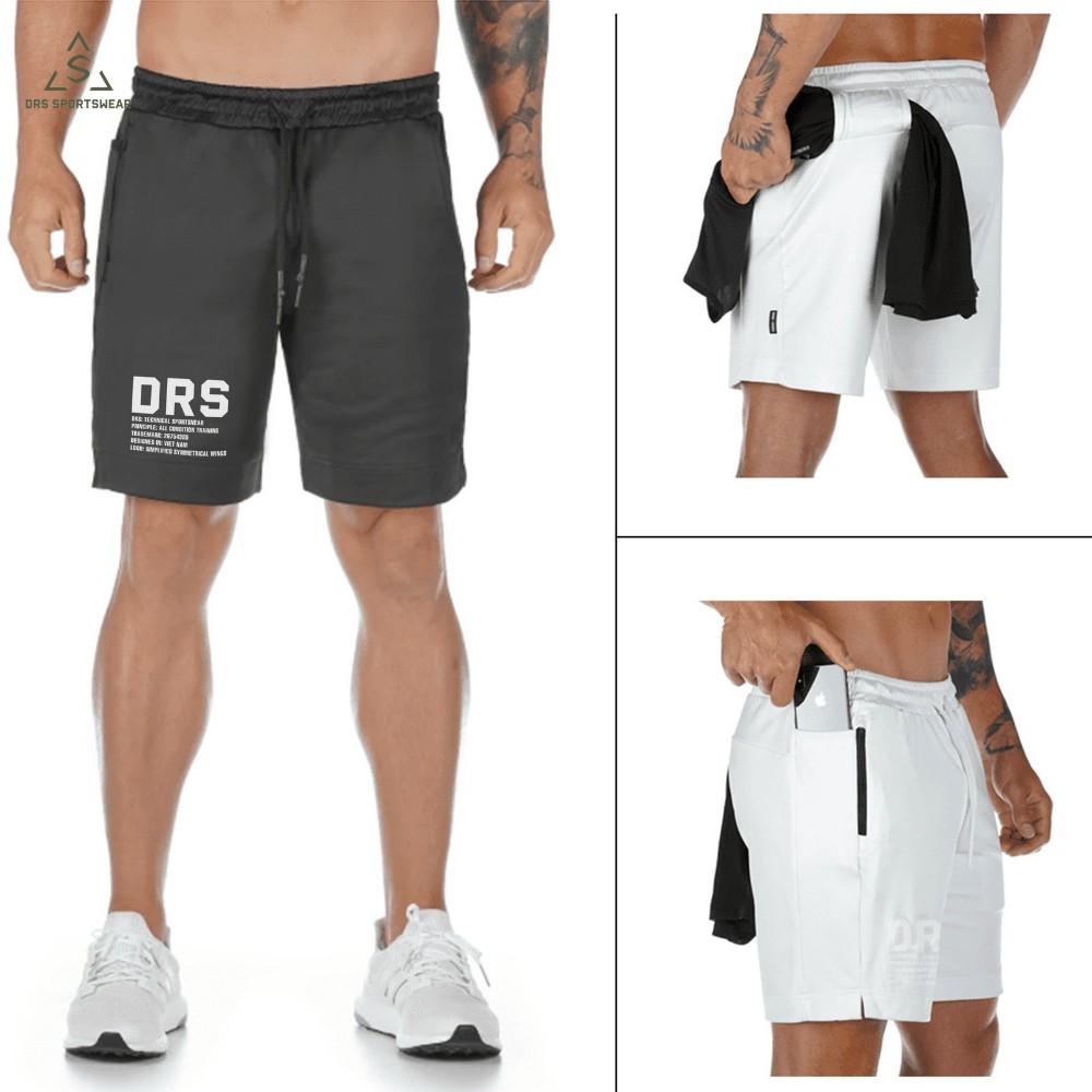 Quần thể thao nam DRQ76 quần short nam DRS vải thể thao co giãn, thoáng mát, chuẩn form