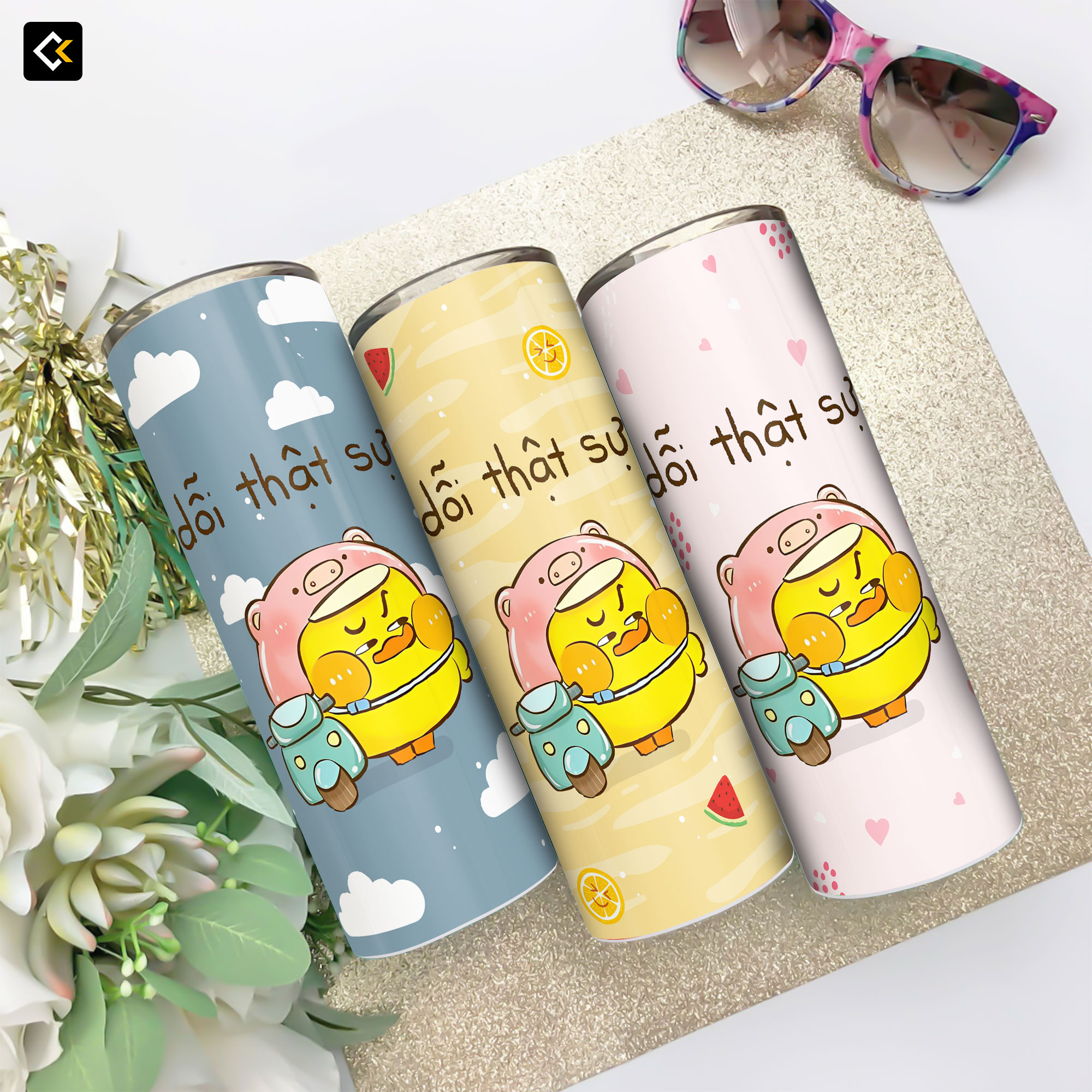 Bình Giữ Nhiệt Vịt Vàng Giận Dỗi - Ly Giữ Nhiệt Vịt Vàng - Bình Nước Vịt Vàng Dễ Thương thép không gỉ SUS304 - 600ml