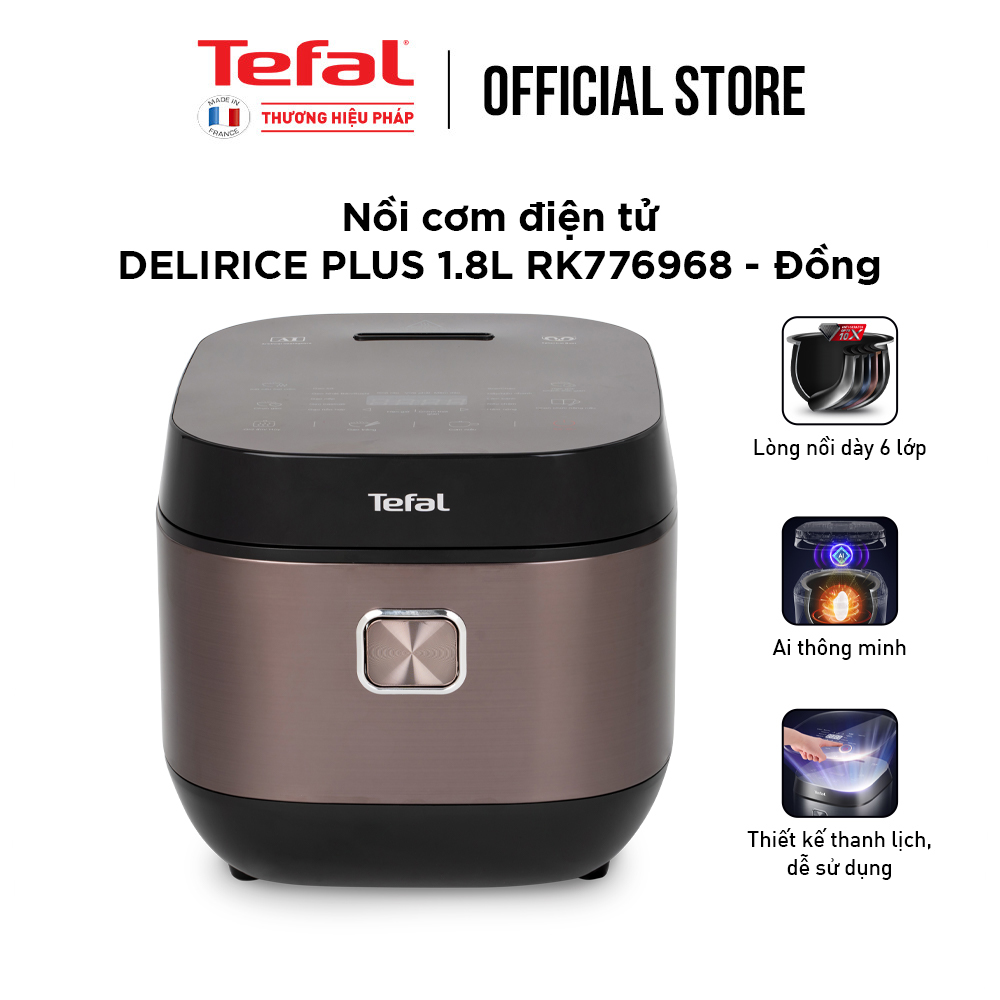 Nồi cơm điện tử Tefal 1.8L - Lòng nồi siêu dày 4mm RK776968 - Thương hiệu Pháp - Hàng chính hãng