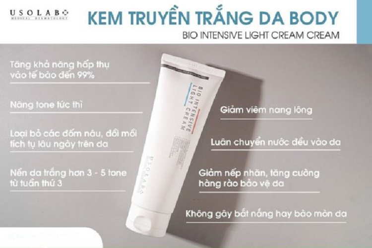 Kem truyền trắng da body Usolab Bio Intensive Light Cream 250ml