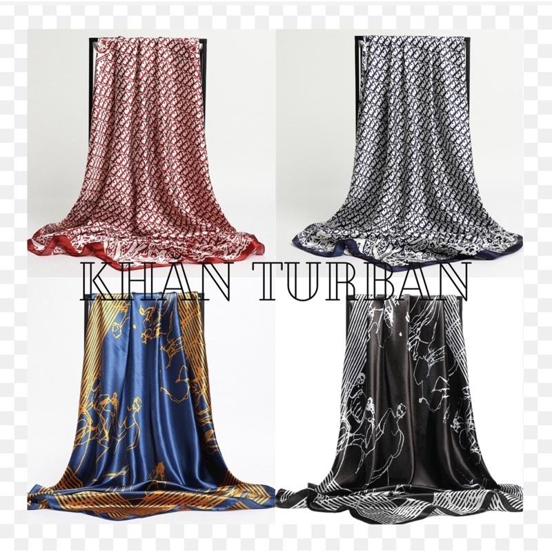 Khăn bandana vải lụa bóng size 90x90cm đa năng in hình chữ D