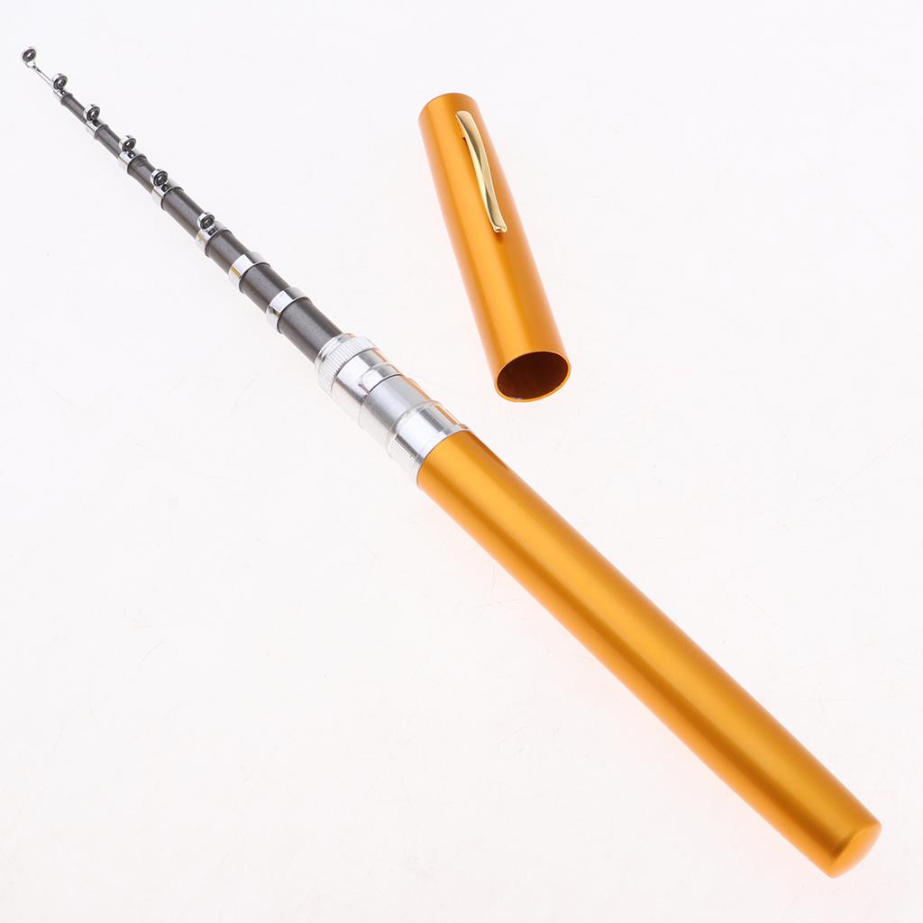 Mini Portable Pocket Fish Pen Shape Metal Fishing Rod Pole Reel Lure Hook