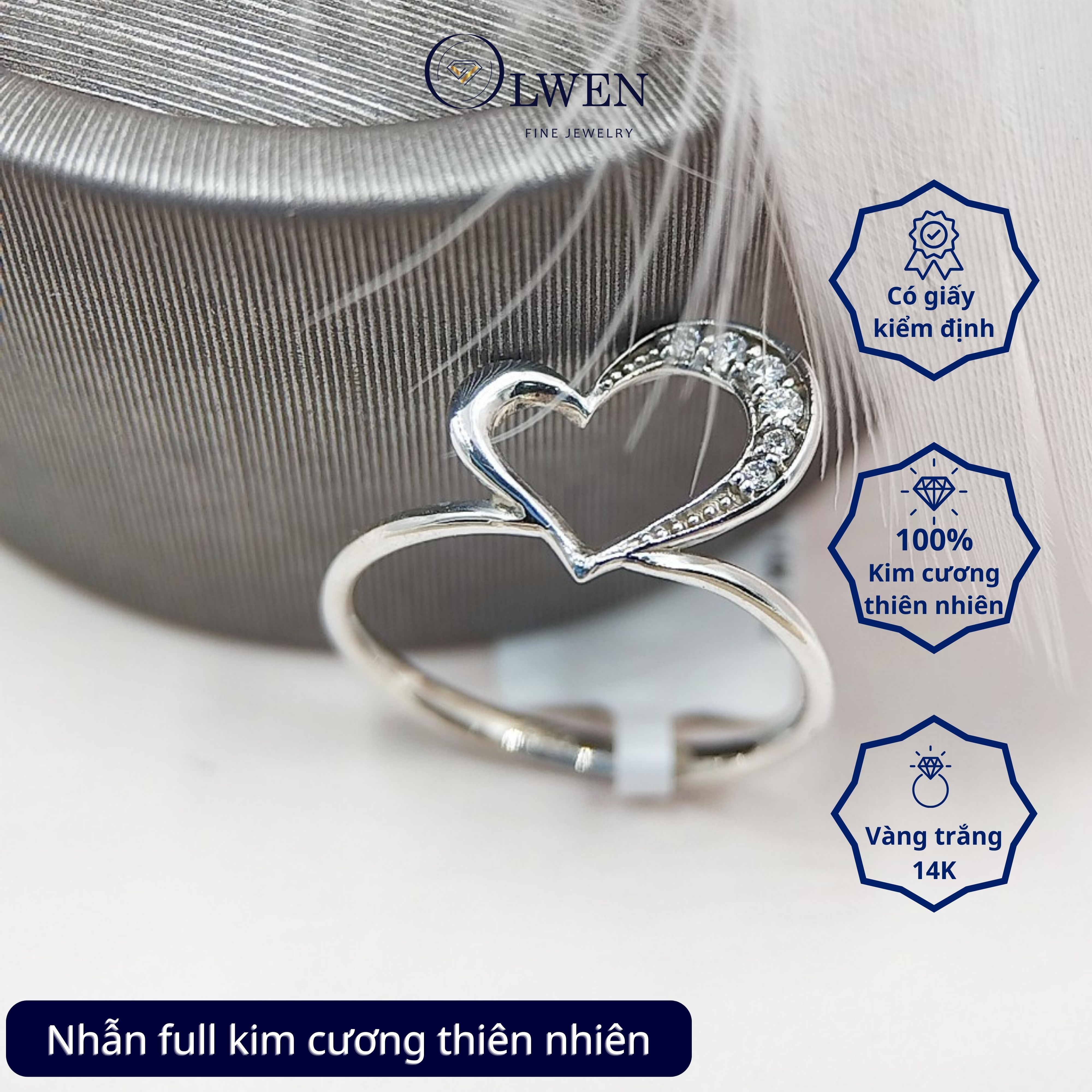 Nhẫn Kim cương HK 14K HK Olwen HA-R000033