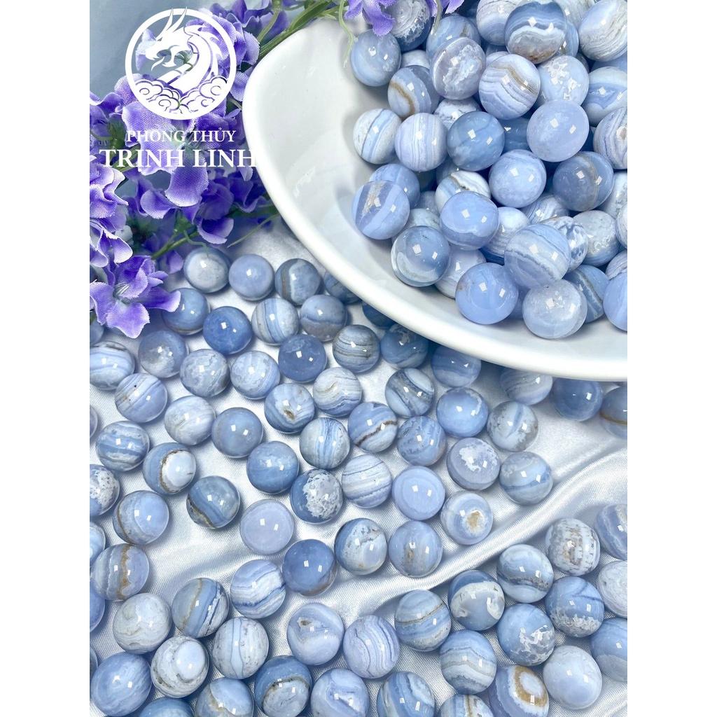 Quả cầu Blue Lace A.g.a.te thanh tẩy Tarot, Reiki, thiền định, phong thủy