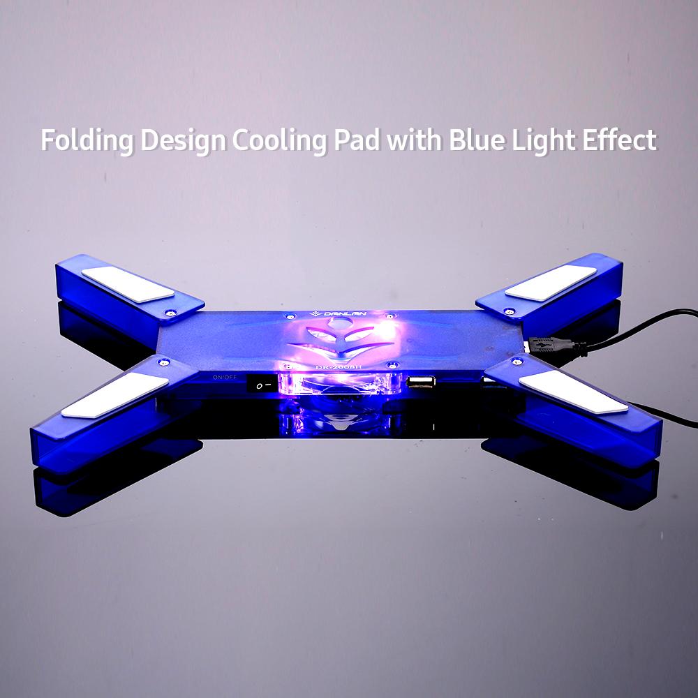 Tấm làm mát máy tính xách tay di động USB Được hỗ trợ bởi Quạt LED đơn 60mm Màu xanh lam DR-2008H