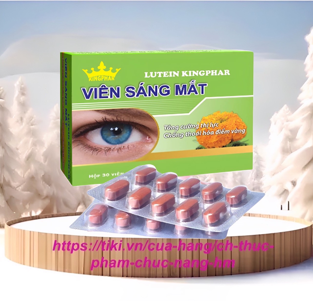 Viên sáng mắt - Lutein Kingphar , hộp 30v, tăng cường thị lực