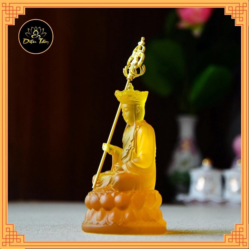 Tượng phật địa tạng vương bồ tát cao 10cm tượng phật để ô tô đồ thờ cúng shop Diệu Tâm mẫu Địa Tạng LL đài sen 10cm
